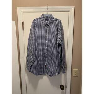 Tommy Hilfiger Men's Shirt 16 1/2 RegularFit Long Sleeve Button Down Plaid Check